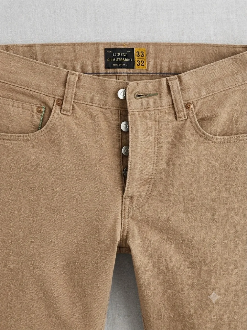 J.Crew Slim straight 100% cotton denim jeans light brown/tan with button fly
